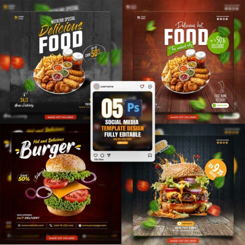 05 Unique & Professional social media post or web banner template design cover image.