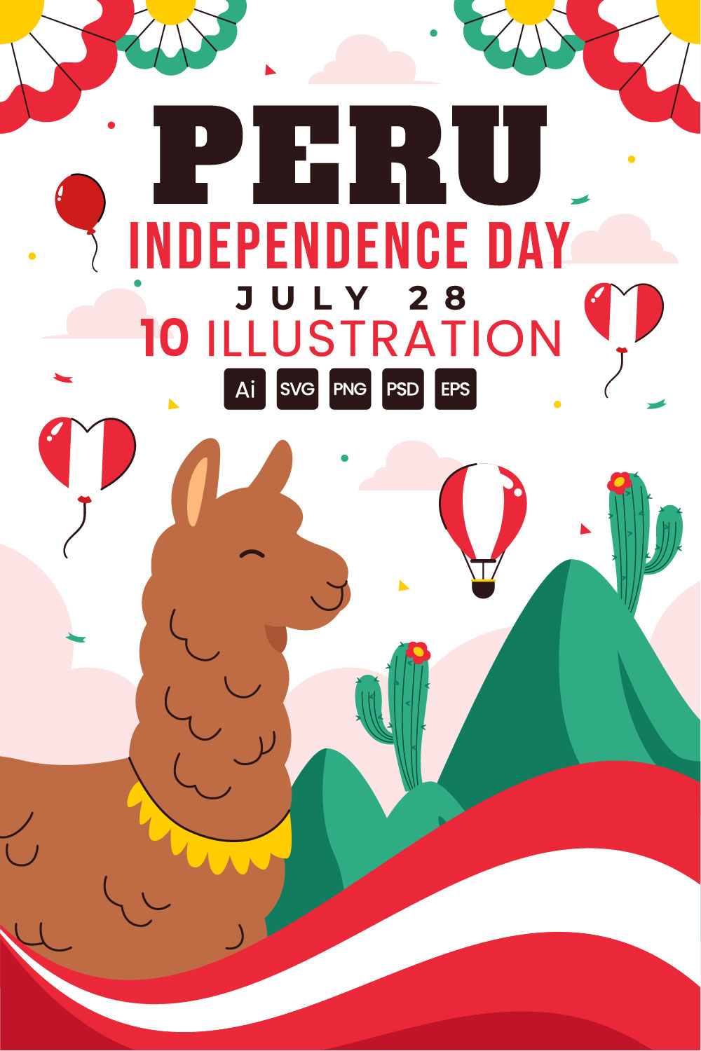 10 Peru Independence Day Illustration pinterest preview image.