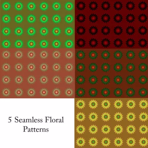 5 Seamless Floral Colorful Patterns cover image.