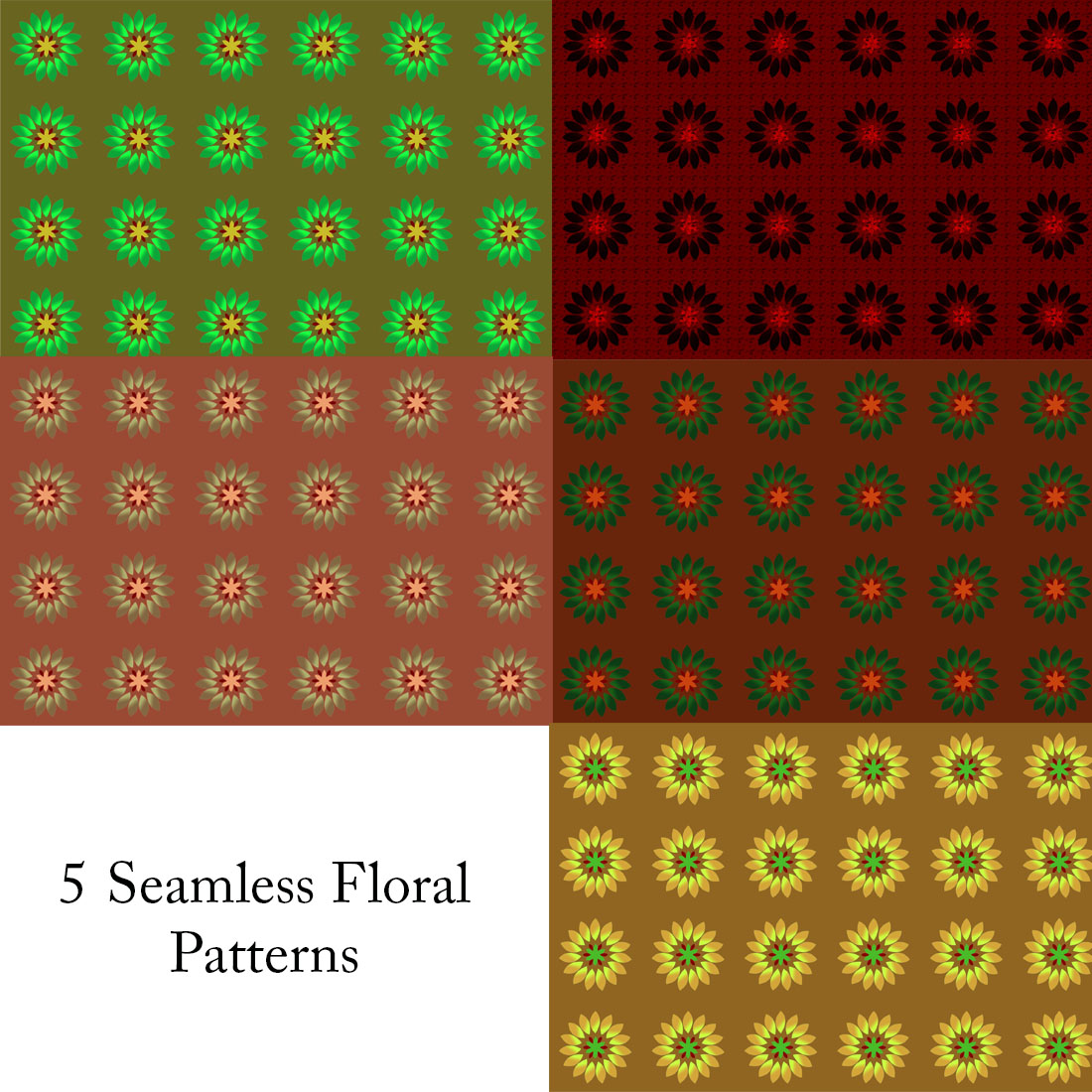 5 Seamless Floral Colorful Patterns cover image.