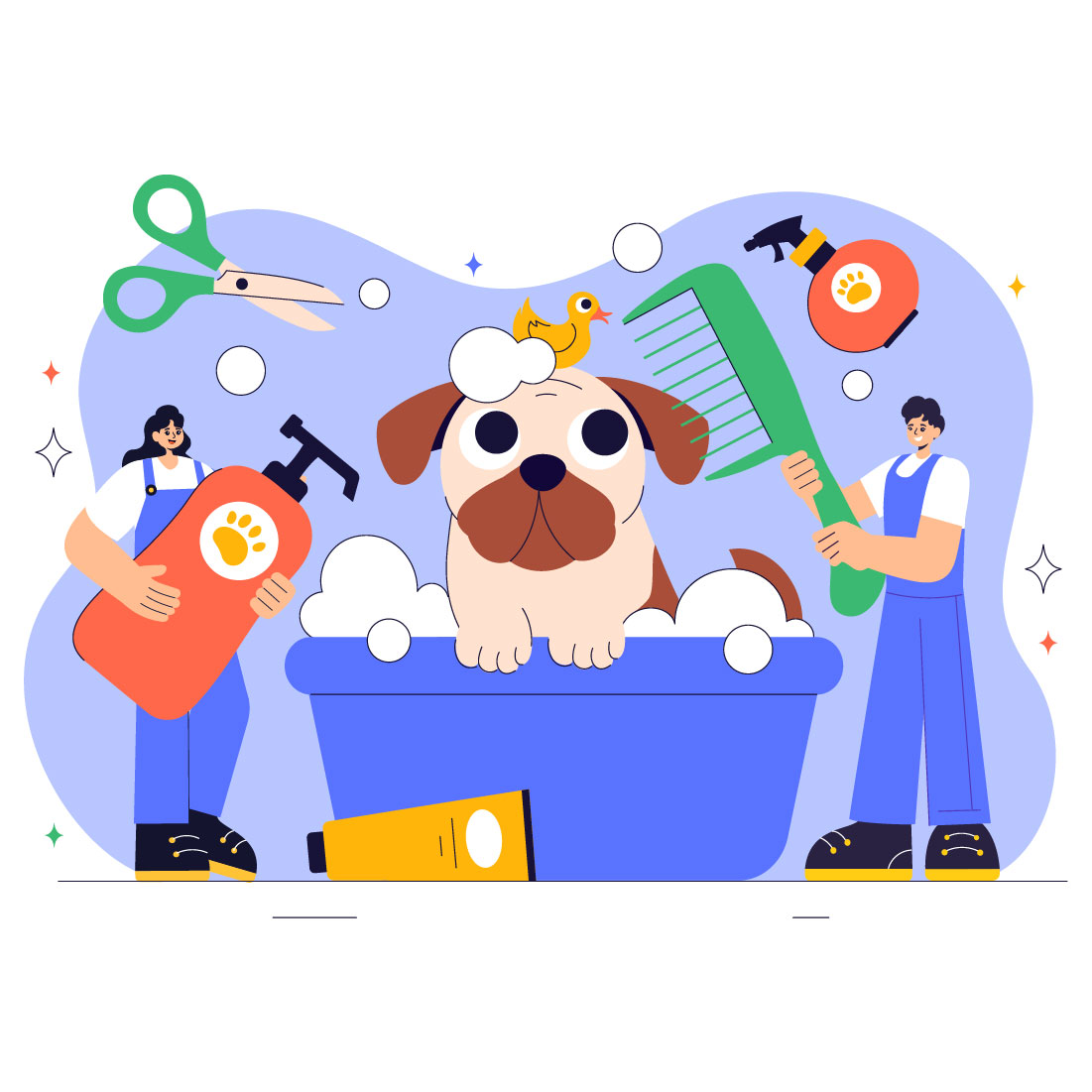 10 Pet Care and Grooming Illustration preview image.