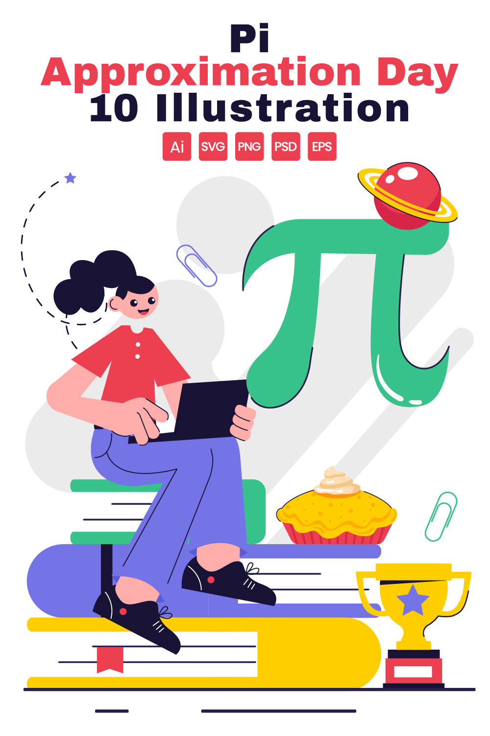 10 Pi Approximation Day Illustration pinterest preview image.