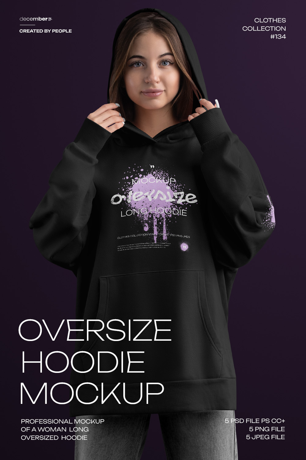 5 Mockups Woman Oversize Long Hoodie vol02 pinterest preview image.