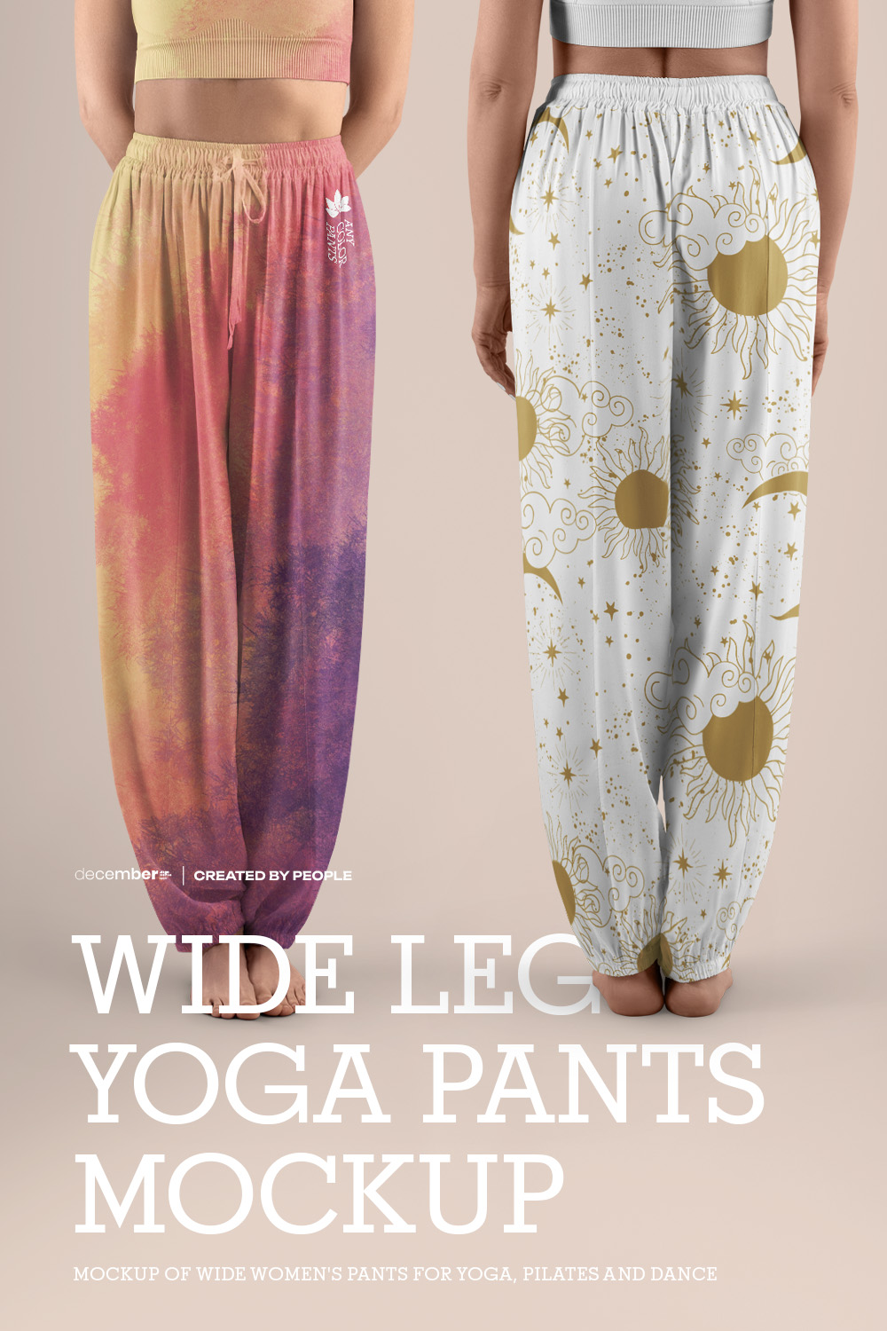 5 Wide Leg Pants Mockups for Yoga and Pilates vol01 pinterest preview image.
