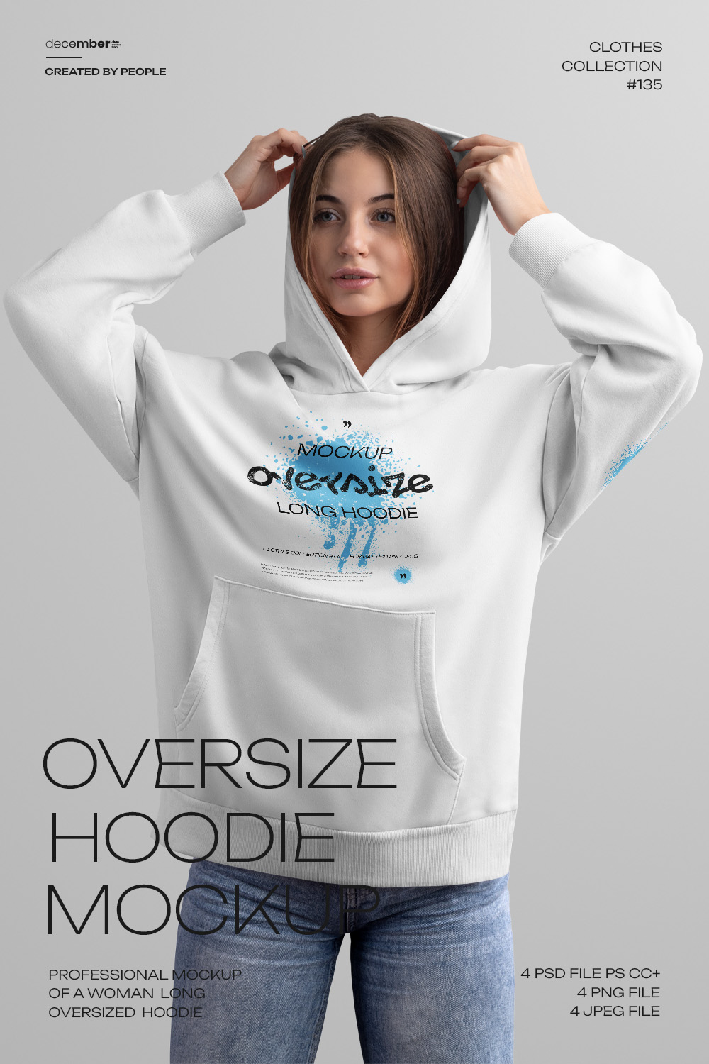 4 Mockups Woman Oversize Long Hoodie vol03 pinterest preview image.