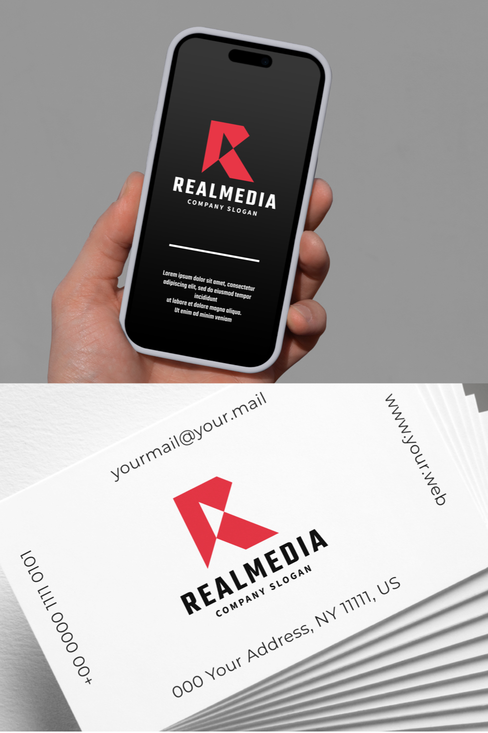 Real Media Letter R Logo pinterest preview image.