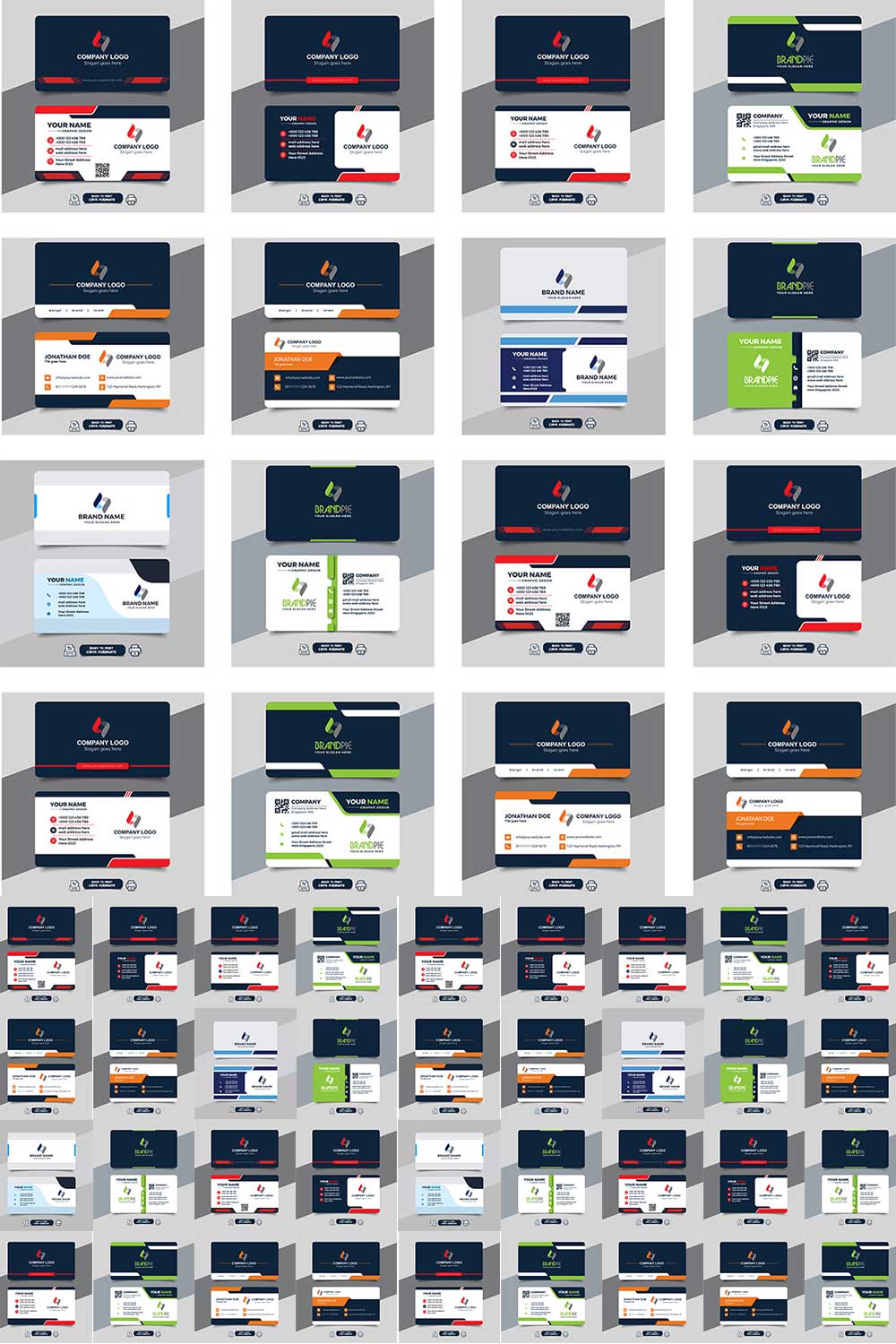10 Vector Modern Business card template design fully editable pinterest preview image.