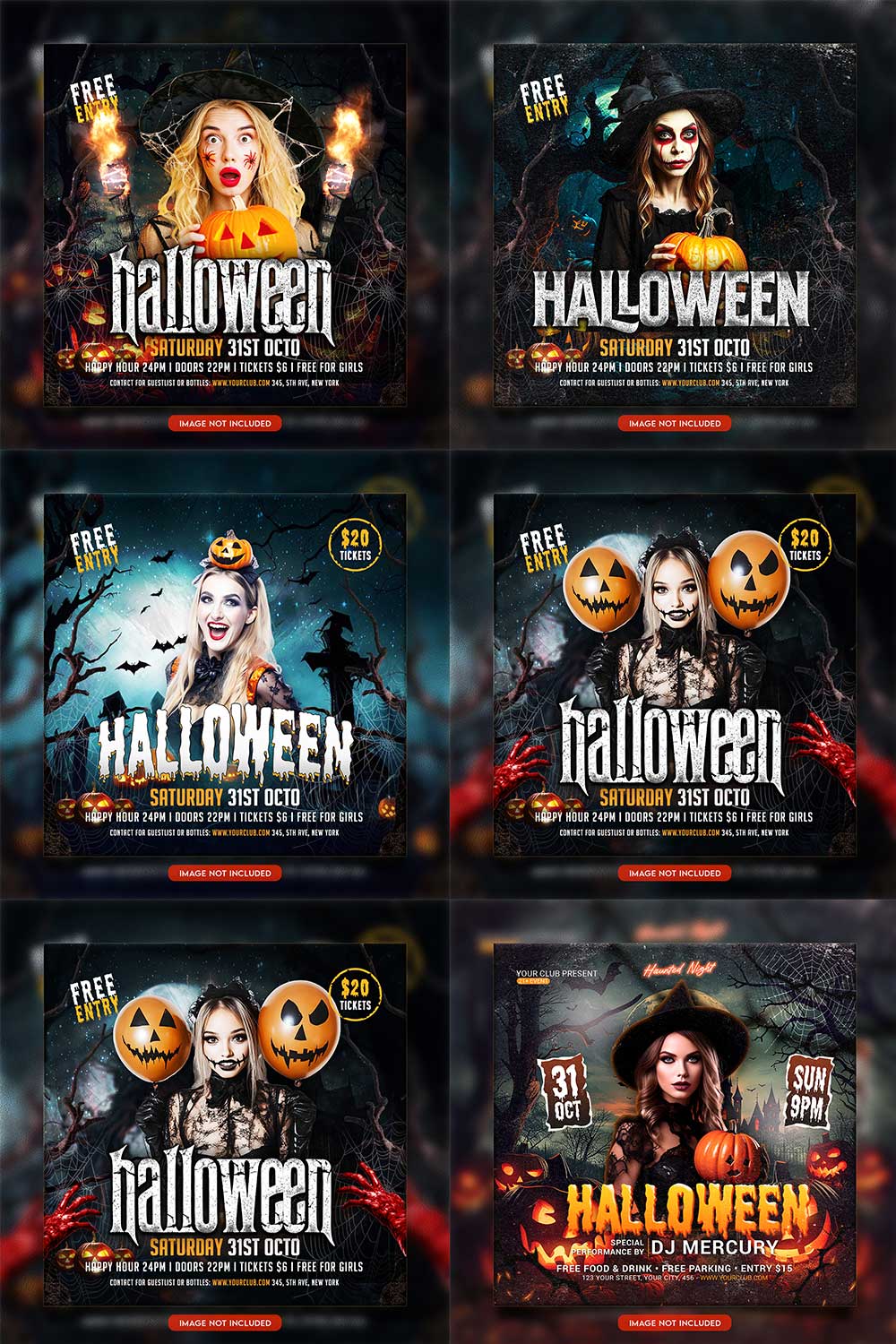 Premium Bundle Flyer social media and Instagram post template pinterest preview image.