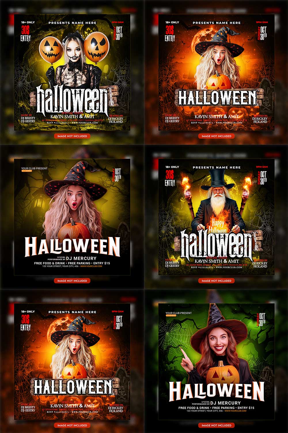 Premium Bundle Flyer social media and Instagram post template pinterest preview image.