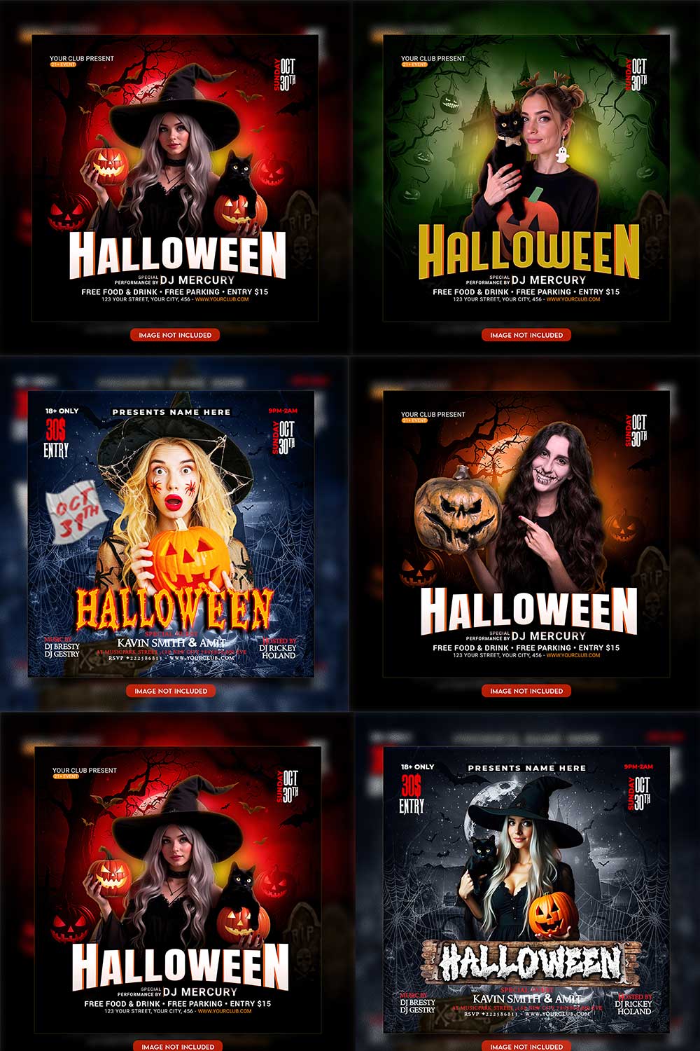 Premium Bundle Flyer social media and Instagram post template pinterest preview image.