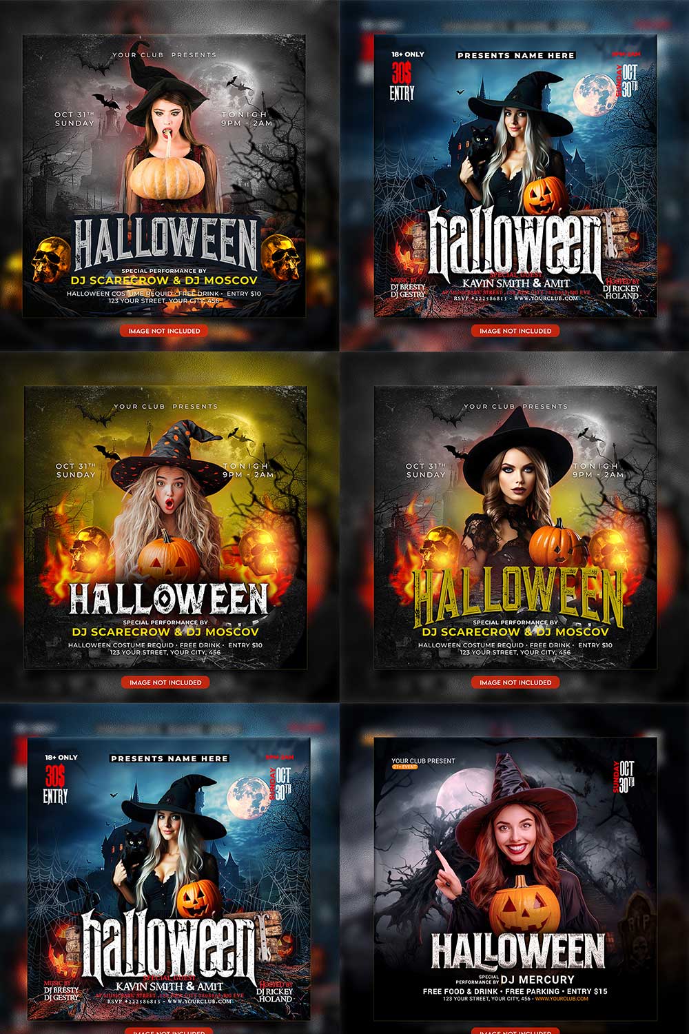 Premium Bundle Flyer social media and Instagram post template pinterest preview image.
