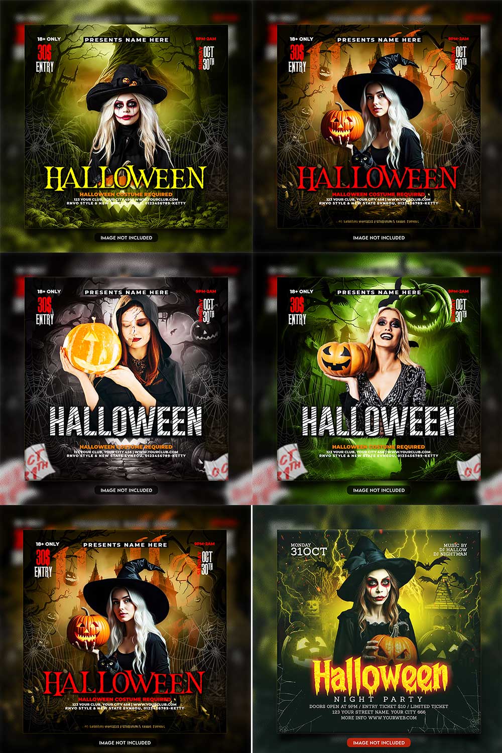 Premium Bundle Flyer social media and Instagram post template pinterest preview image.