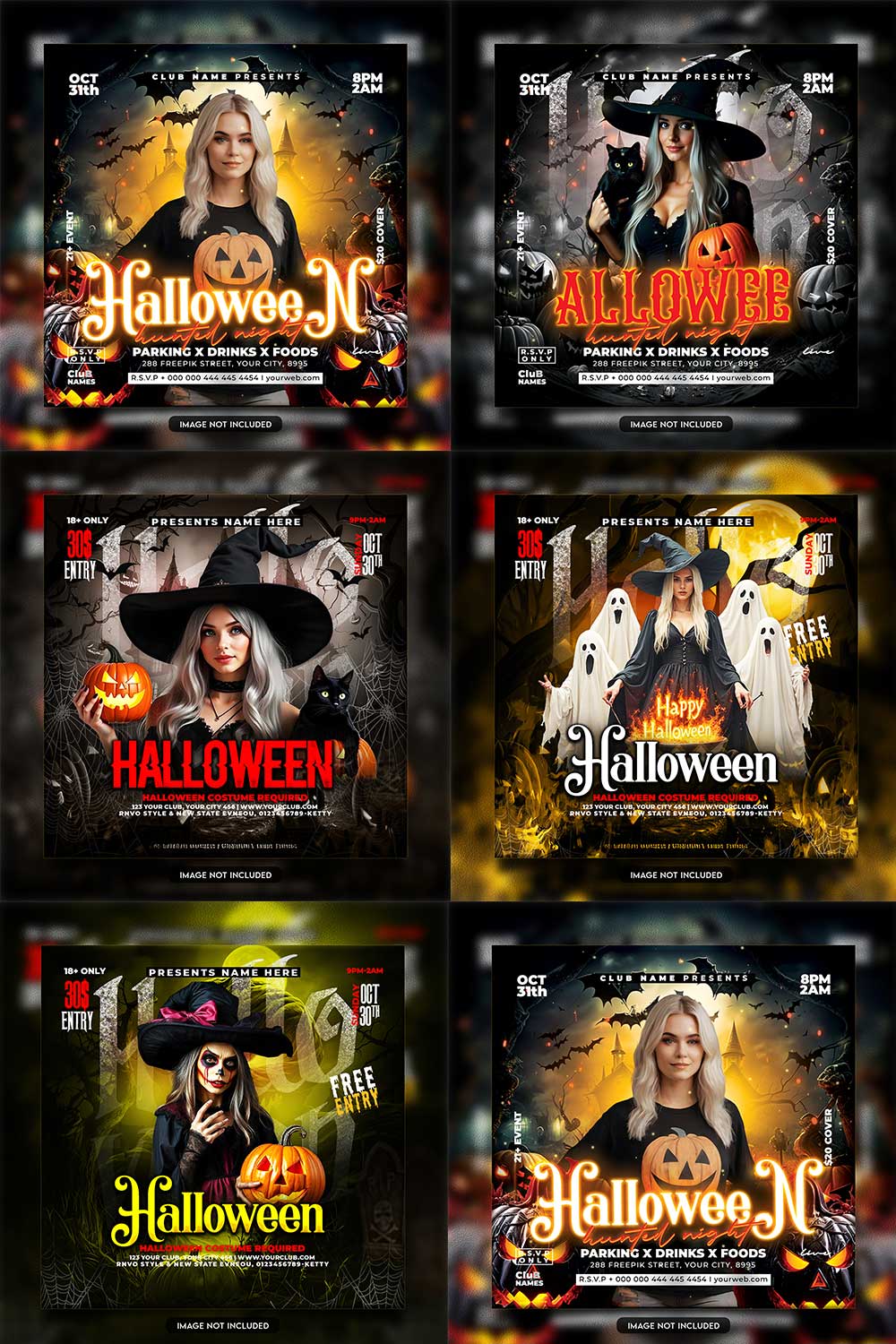 Premium Bundle Flyer social media and Instagram post template pinterest preview image.