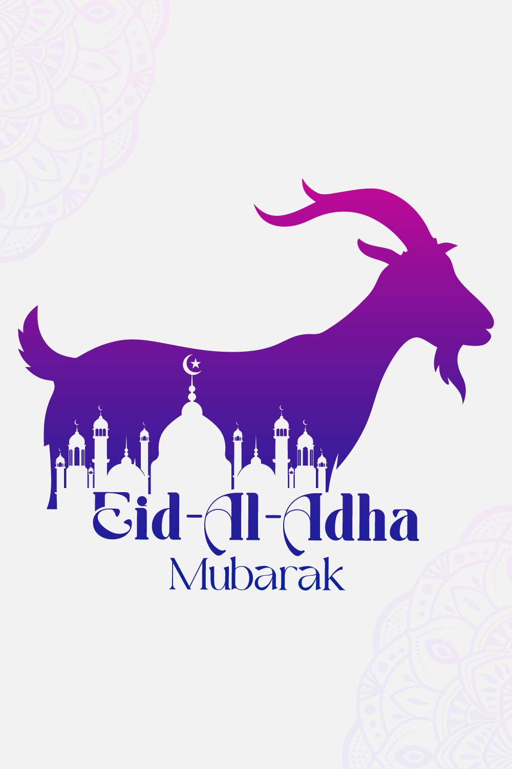 Eid Al Adha Goat Silhouette Mosque Illustration Islamic Festival Greeting pinterest preview image.