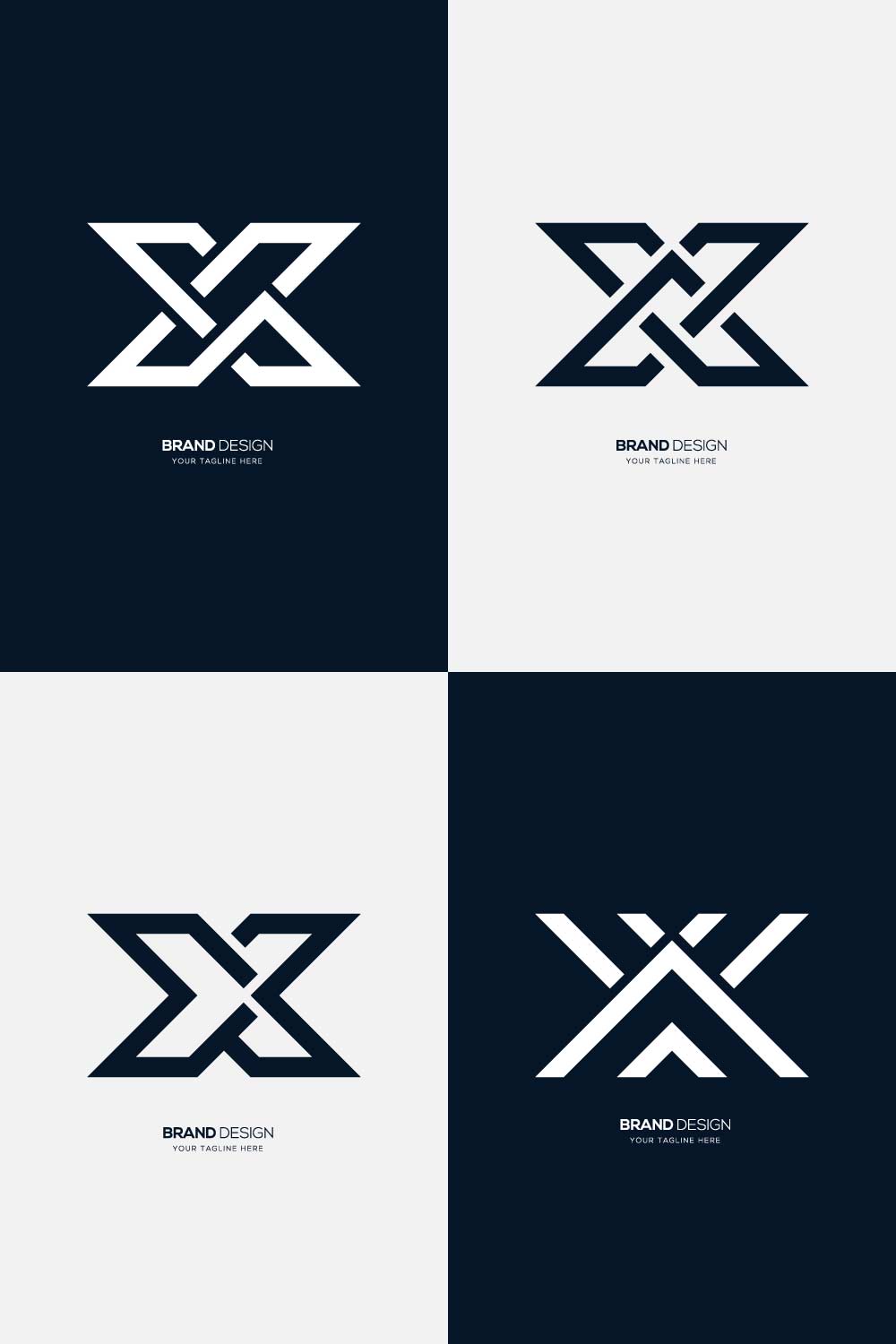 Modern X Logo Set Minimal Letter Mark Collection Design pinterest preview image.