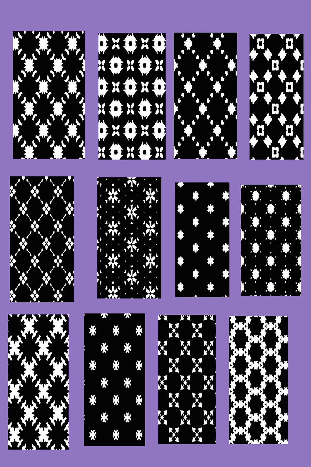 12 Black Seamless Geometric Patterns pinterest preview image.