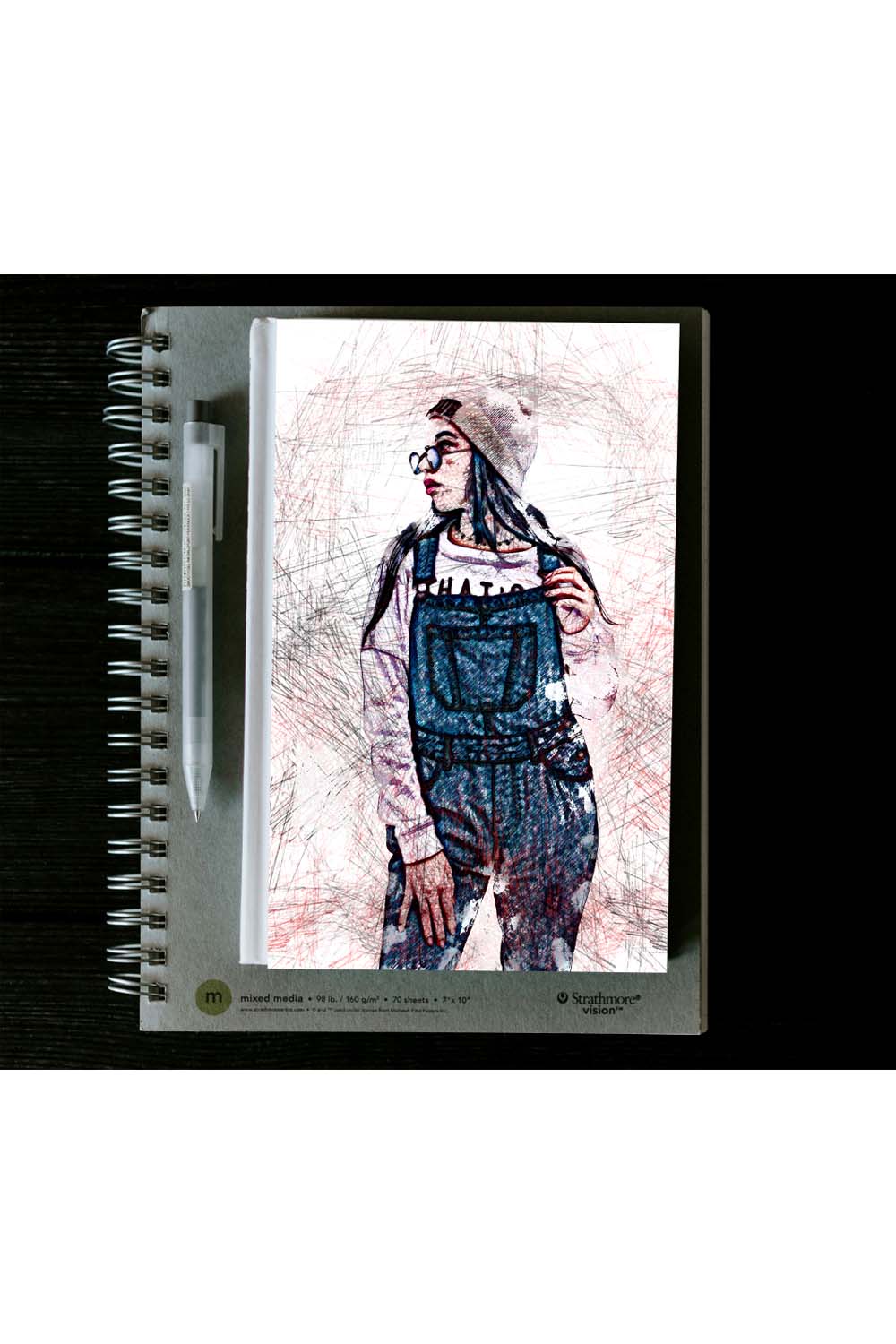 Color Pencil Drawing Photoshop Action pinterest preview image.