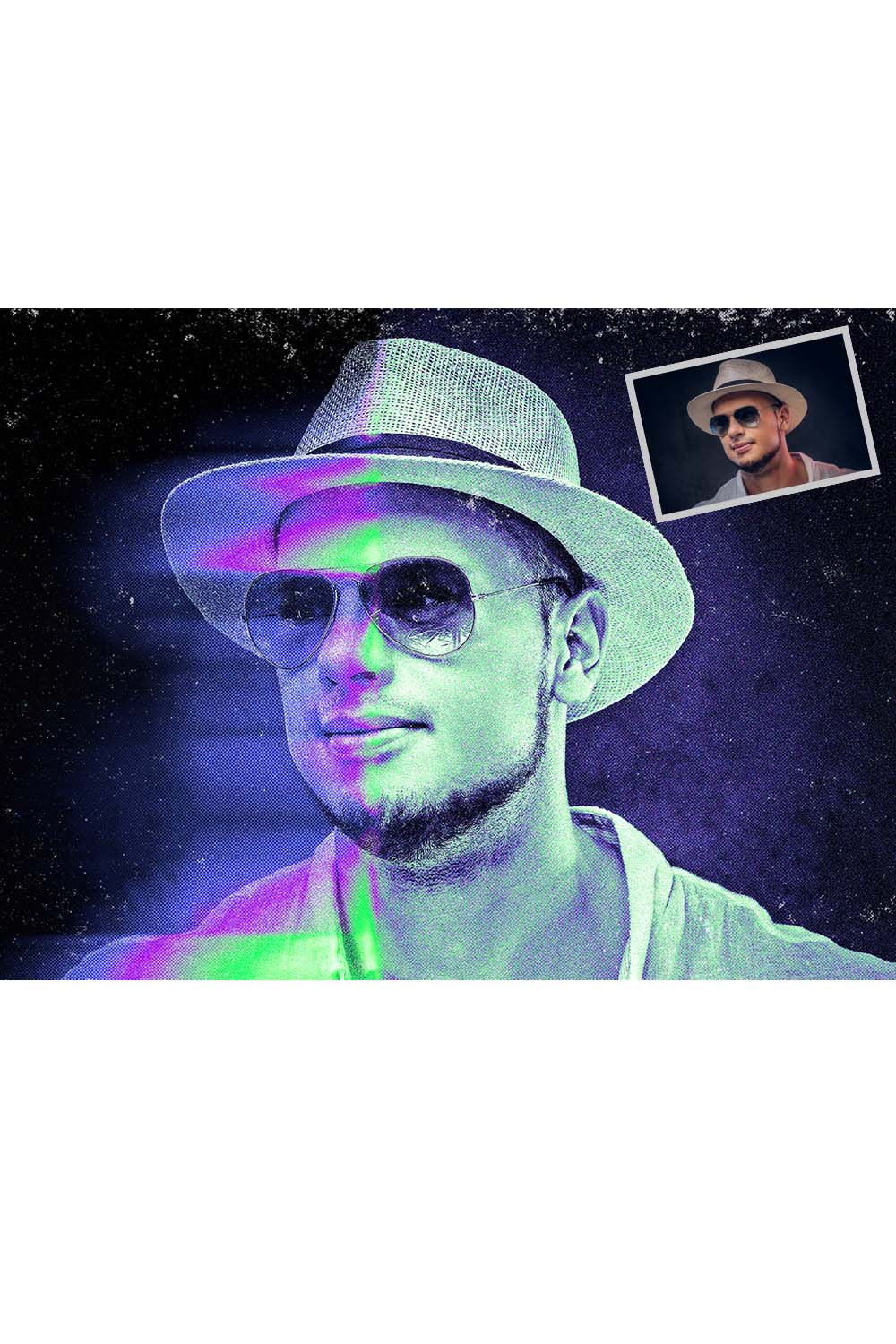 Acid Effect Photoshop Action pinterest preview image.