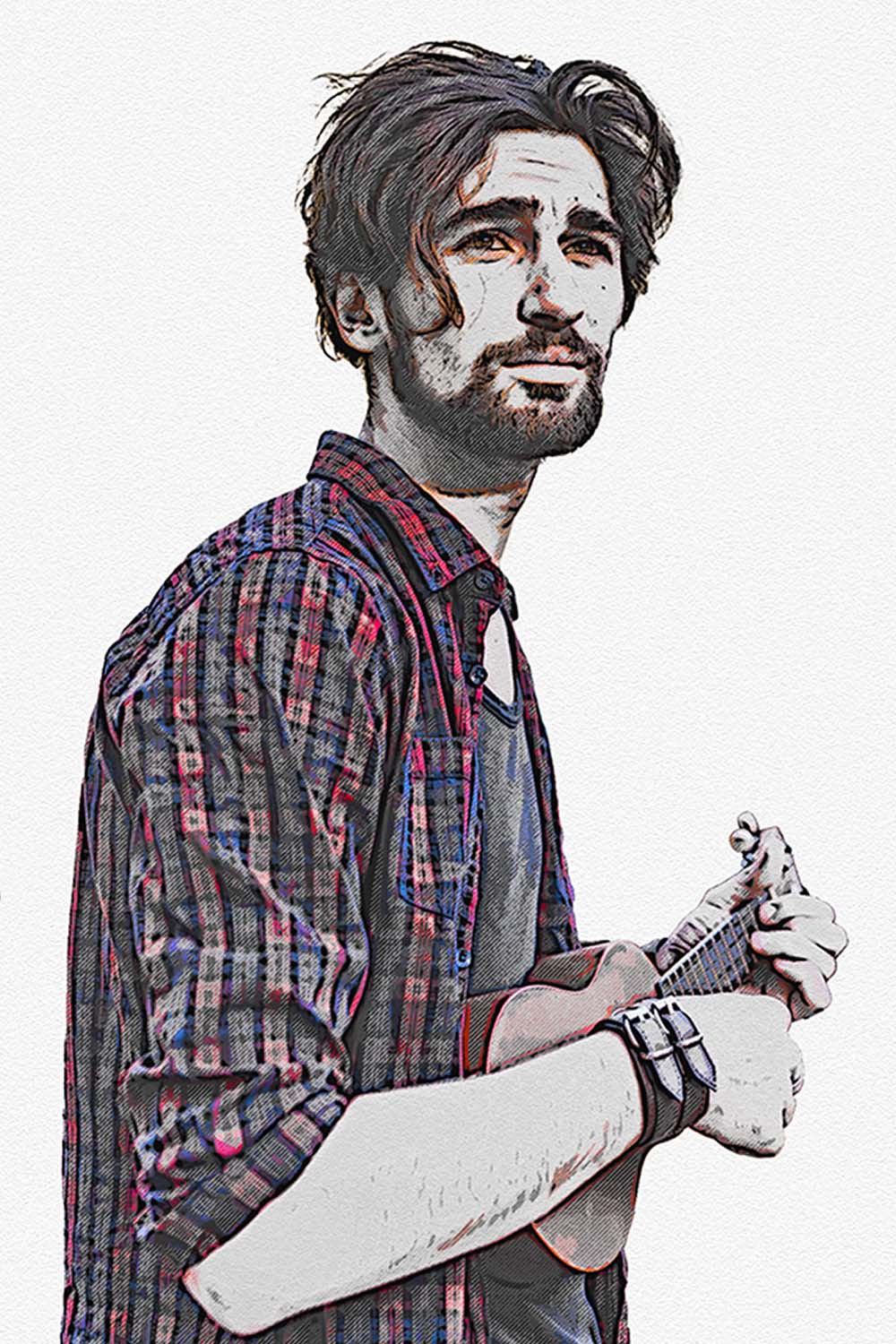 Comic Sketch Art Photoshop Action pinterest preview image.