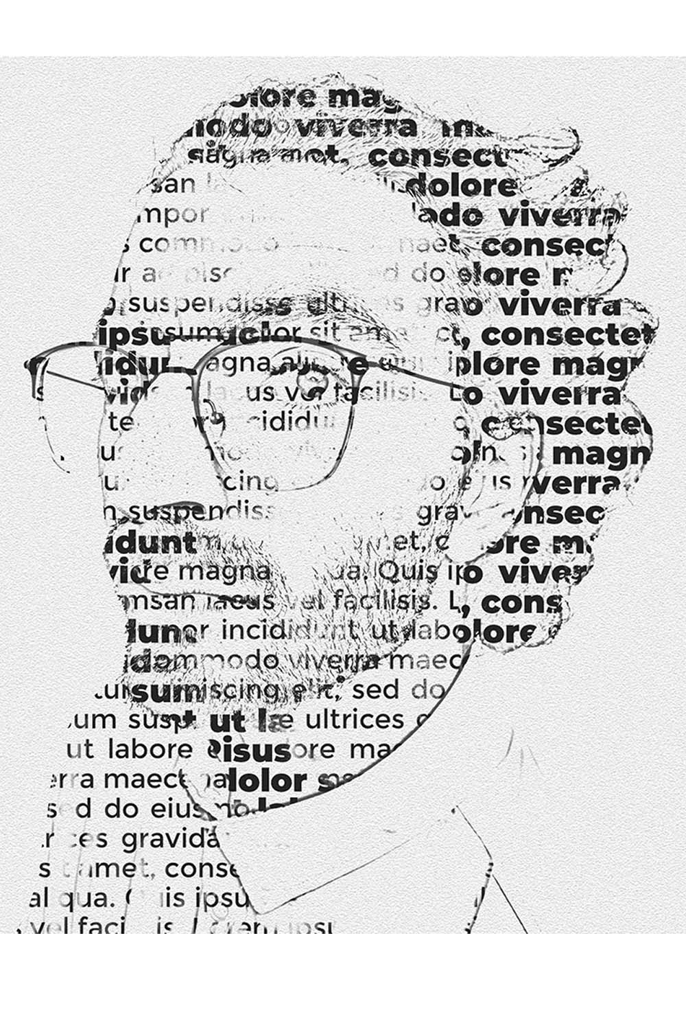 Typography Portrait Photoshop Action pinterest preview image.