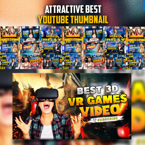 10 PSD Modern glow effect youtube video thumbnail template design fully editable cover image.