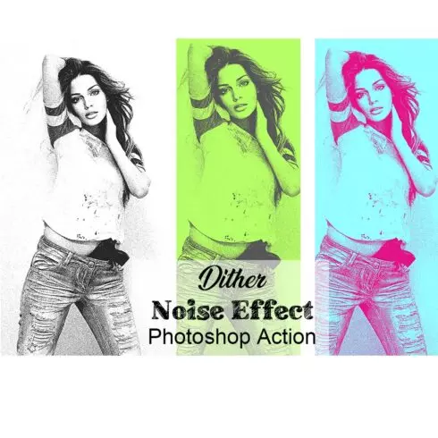Dither Noise Effect Photoshop Action cover image.