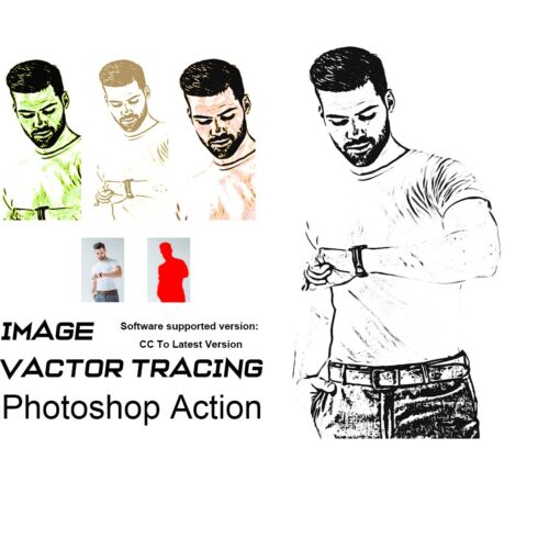 Image Vector Tracing Photoshop Action cover image.