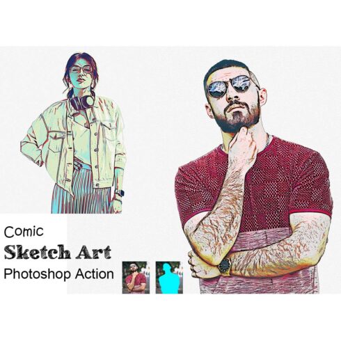Comic Sketch Art Photoshop Action cover image.