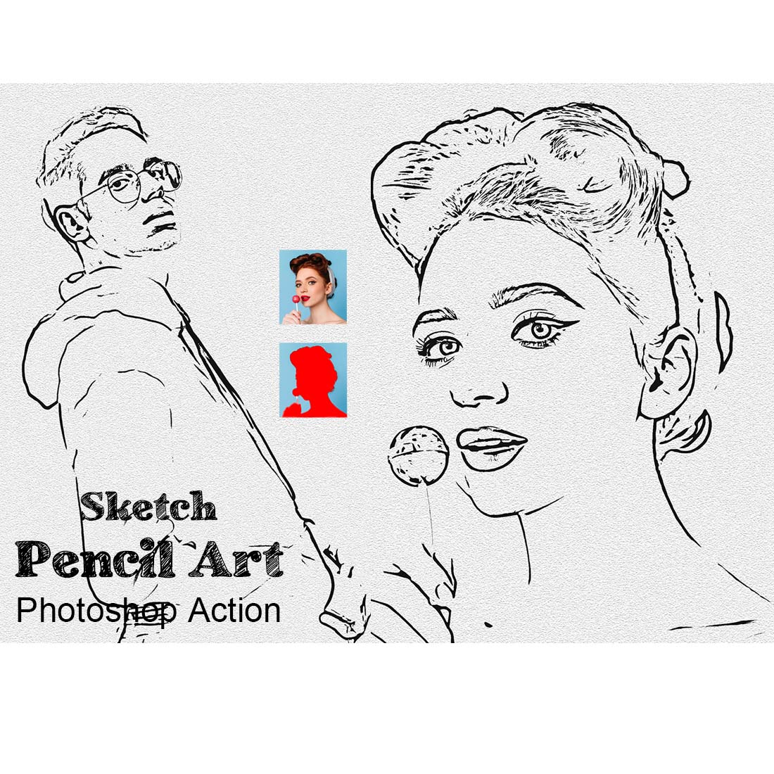 Sketch Pencil Art Photoshop Action cover image.