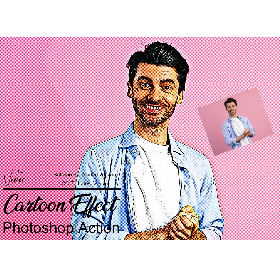 Vector Cartoon Effect Photoshop Action cover image.