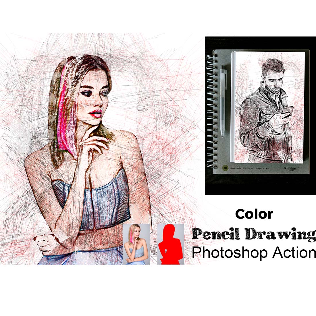 Color Pencil Drawing Photoshop Action cover image.