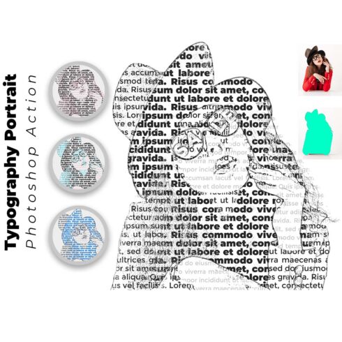 Typography Portrait Photoshop Action cover image.