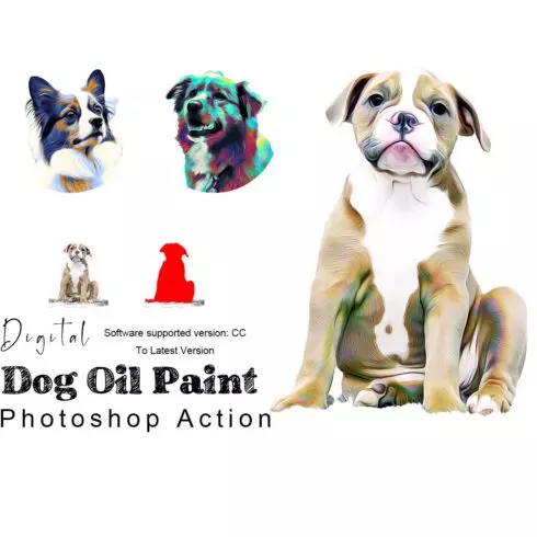 Digital Dog Oil Paint Photoshop Action cover image.