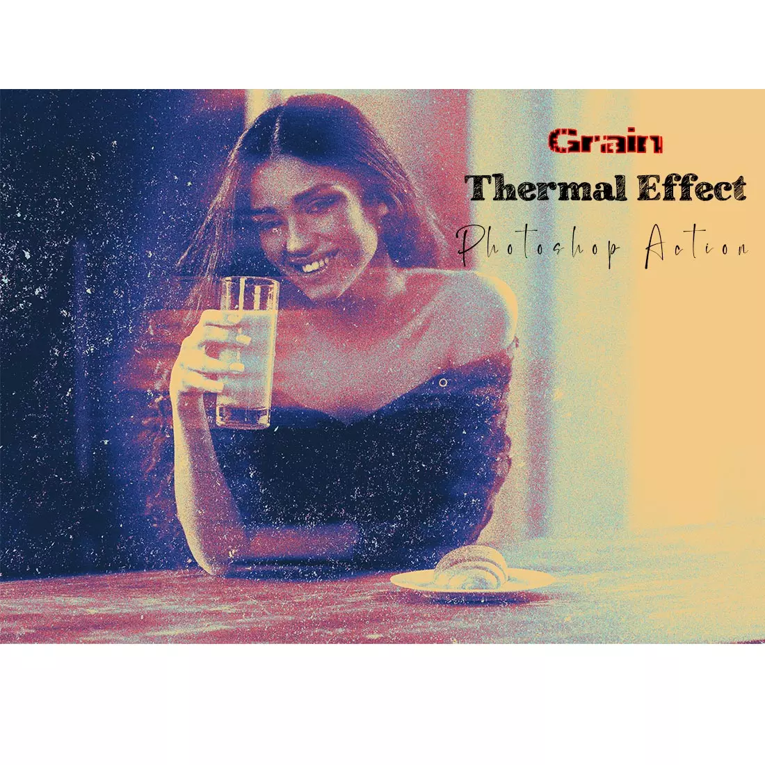 Grain Thermal Effect Photoshop Action cover image.