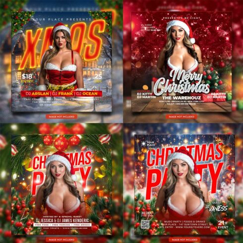Merry christmas and happy new year night party social media post and Instagram template in Adobe Photoshop cover image.