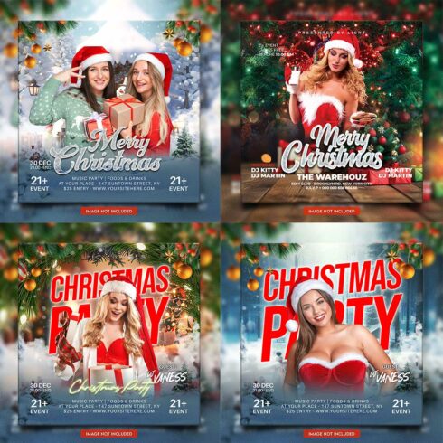 Merry christmas and happy new year night party social media post and Instagram template in Adobe Photoshop cover image.