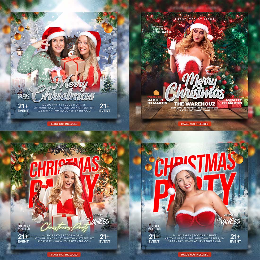 Merry christmas and happy new year night party social media post and Instagram template in Adobe Photoshop cover image.