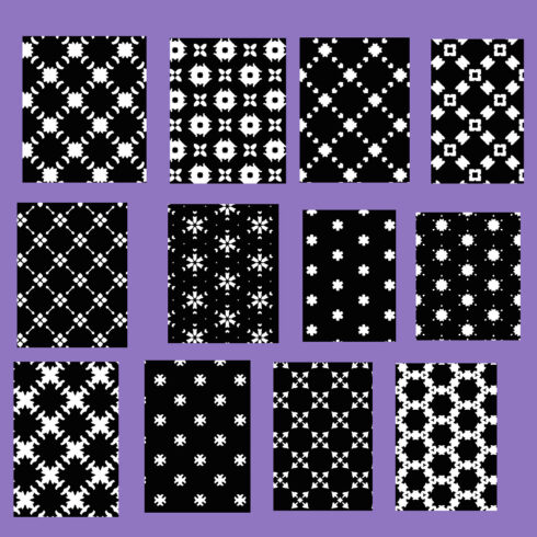 12 Black Seamless Geometric Patterns cover image.