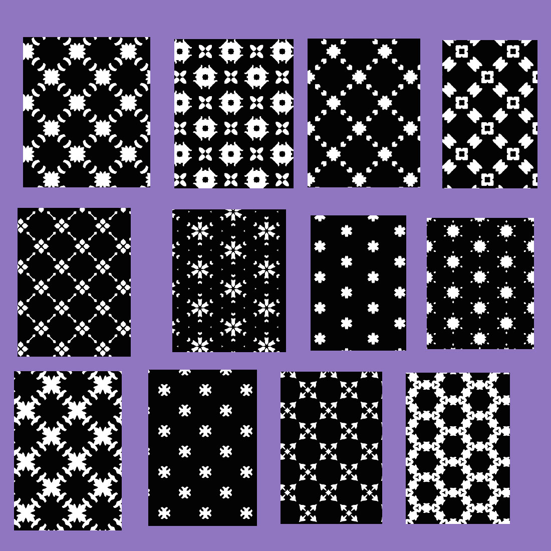 12 Black Seamless Geometric Patterns cover image.