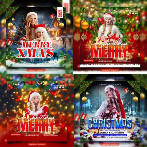 Merry christmas and happy new year night party social media post and Instagram template in Adobe Photoshop cover image.