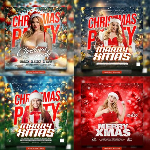 Merry christmas and happy new year night party social media post and Instagram template in Adobe Photoshop cover image.