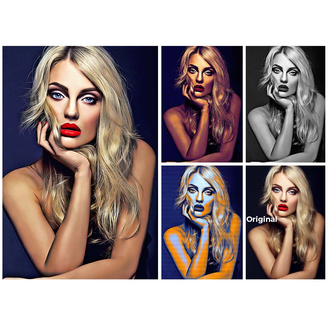 Glamour Oil Portrait Photoshop Action preview image.