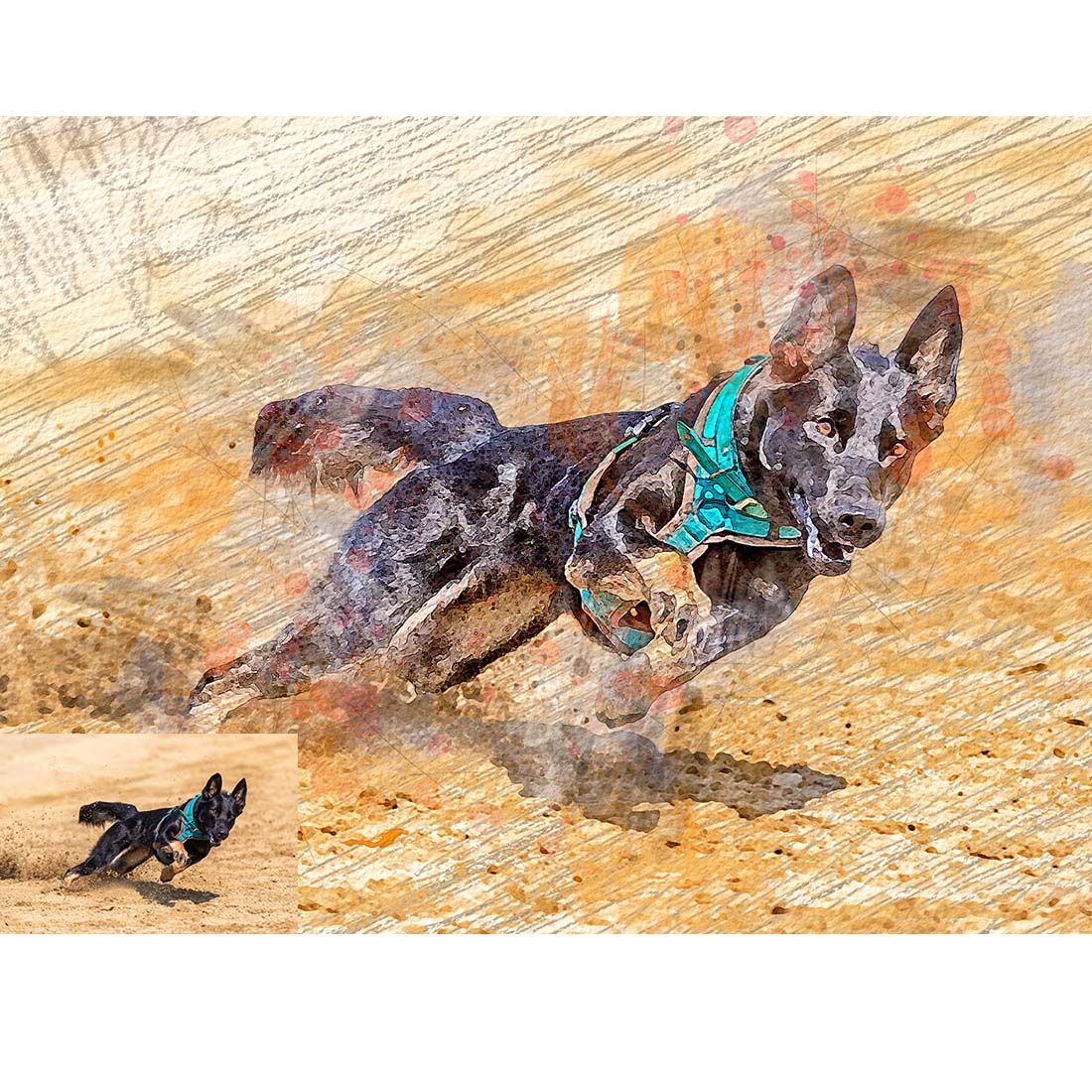 Dog Painting Photoshop Action preview image.