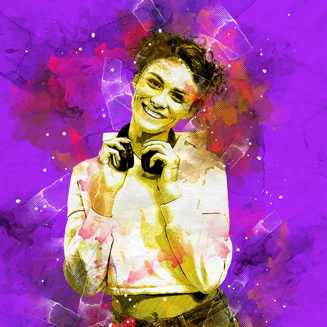 Watercolor Pop Art Photoshop Action preview image.