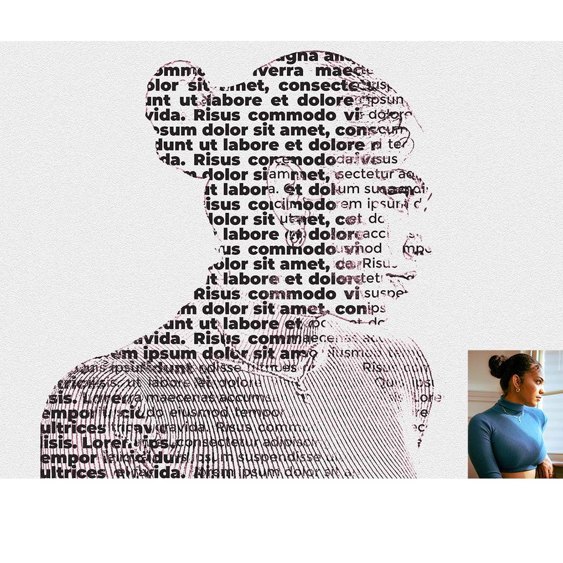 Typography Portrait Photoshop Action preview image.