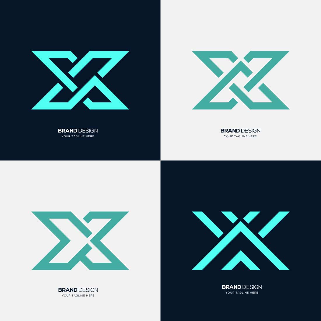 Modern X Logo Set Minimal Letter Mark Collection Design preview image.