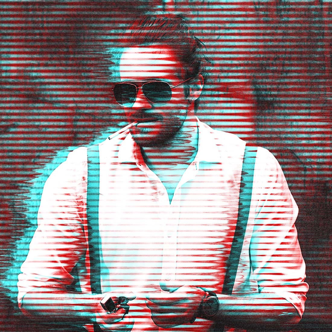 Advanced Glitch Effect Photoshop Action preview image.