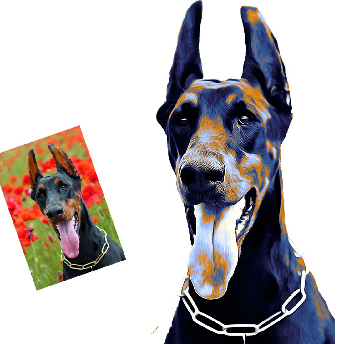Digital Dog Oil Paint Photoshop Action preview image.