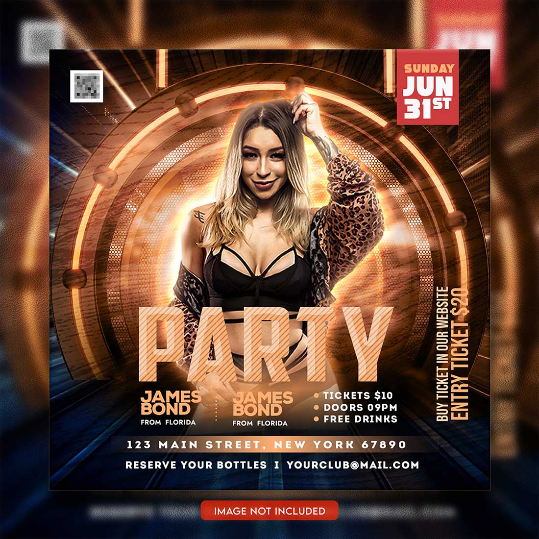 Premium Bundle Dj Night Club Party Flyer social media and Instagram post template preview image.