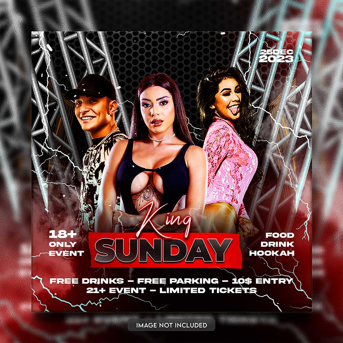 Premium Bundle Dj Night Club Party Flyer social media and Instagram post template preview image.